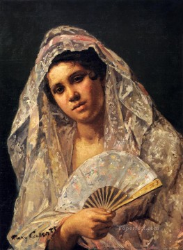 Bailarina española vistiendo una mantilla de encaje madres hijos Mary Cassatt Pinturas al óleo